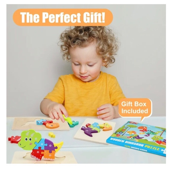 * - Wooden Dinosaur puzzle 3 in 1 ages 2 toddler and over. Two sets for one … - Picture 6 of 8